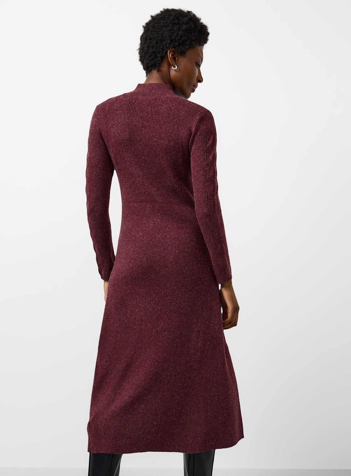 Dark Red Ribbed Cable Knit Maxi Dress 20 - Image 4 thumbnail